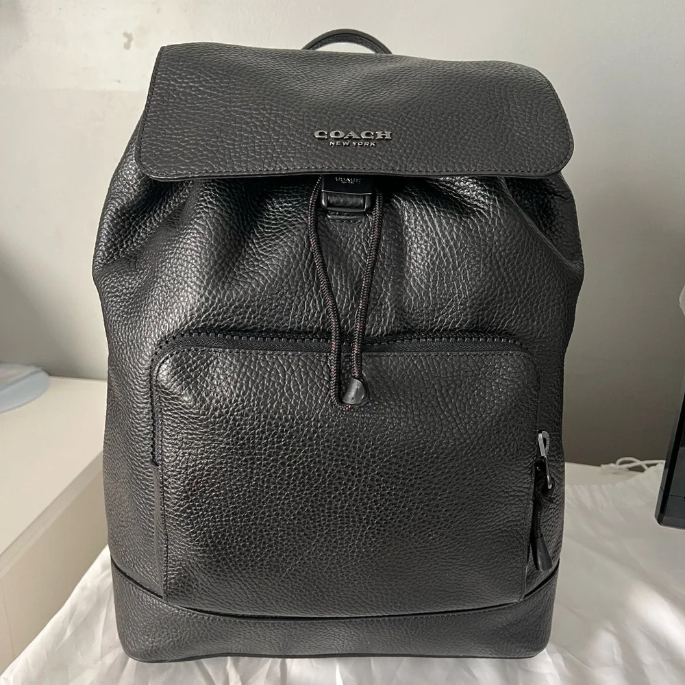 Coach Black Leather Men's Backpack
